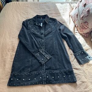 NWT Free People Charcoal Studded Dress